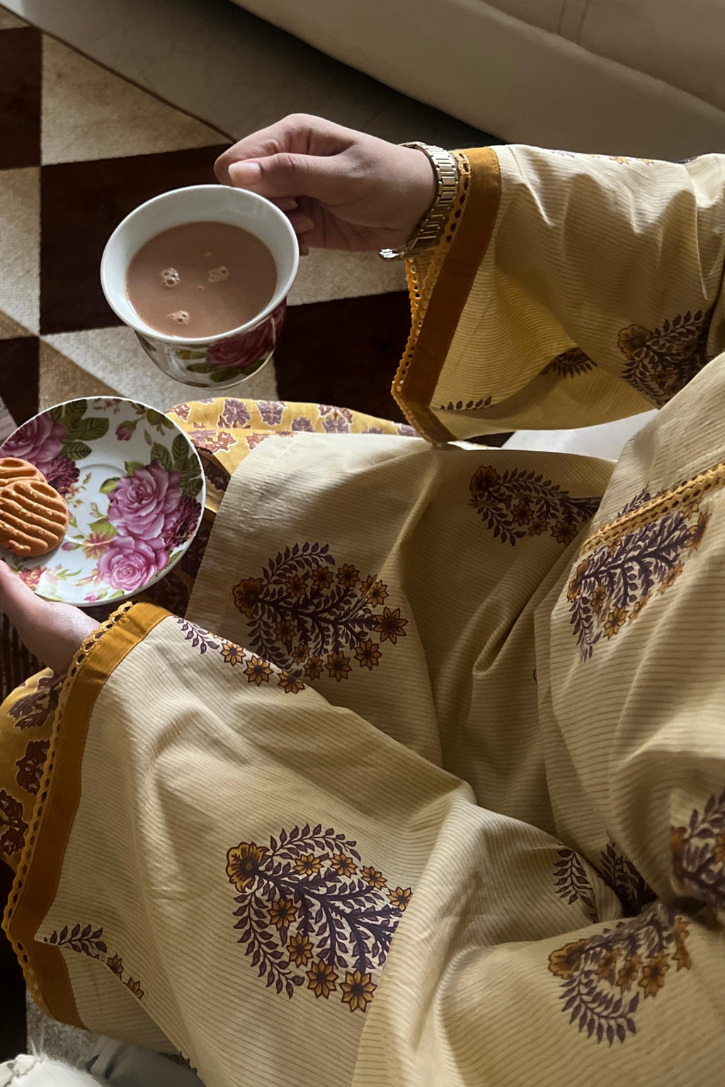 Pure Cotton Printed Salwar Kameez - Mustard