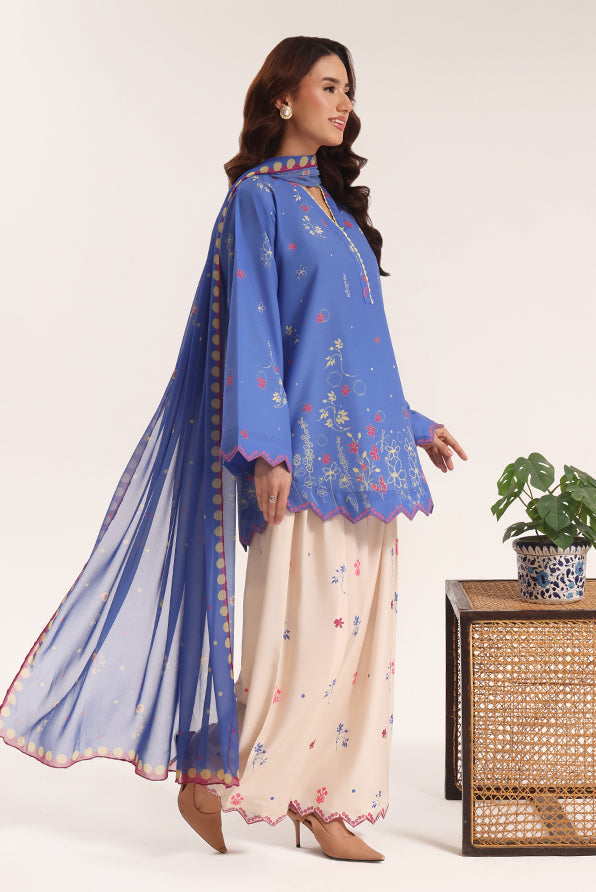 Zelina Periwinkle Floral Farshi Shalwar Set