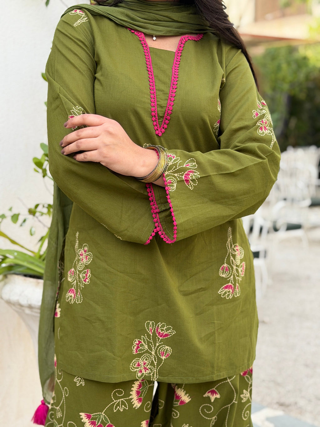 Emrald Green Pink Farshi Salwar set