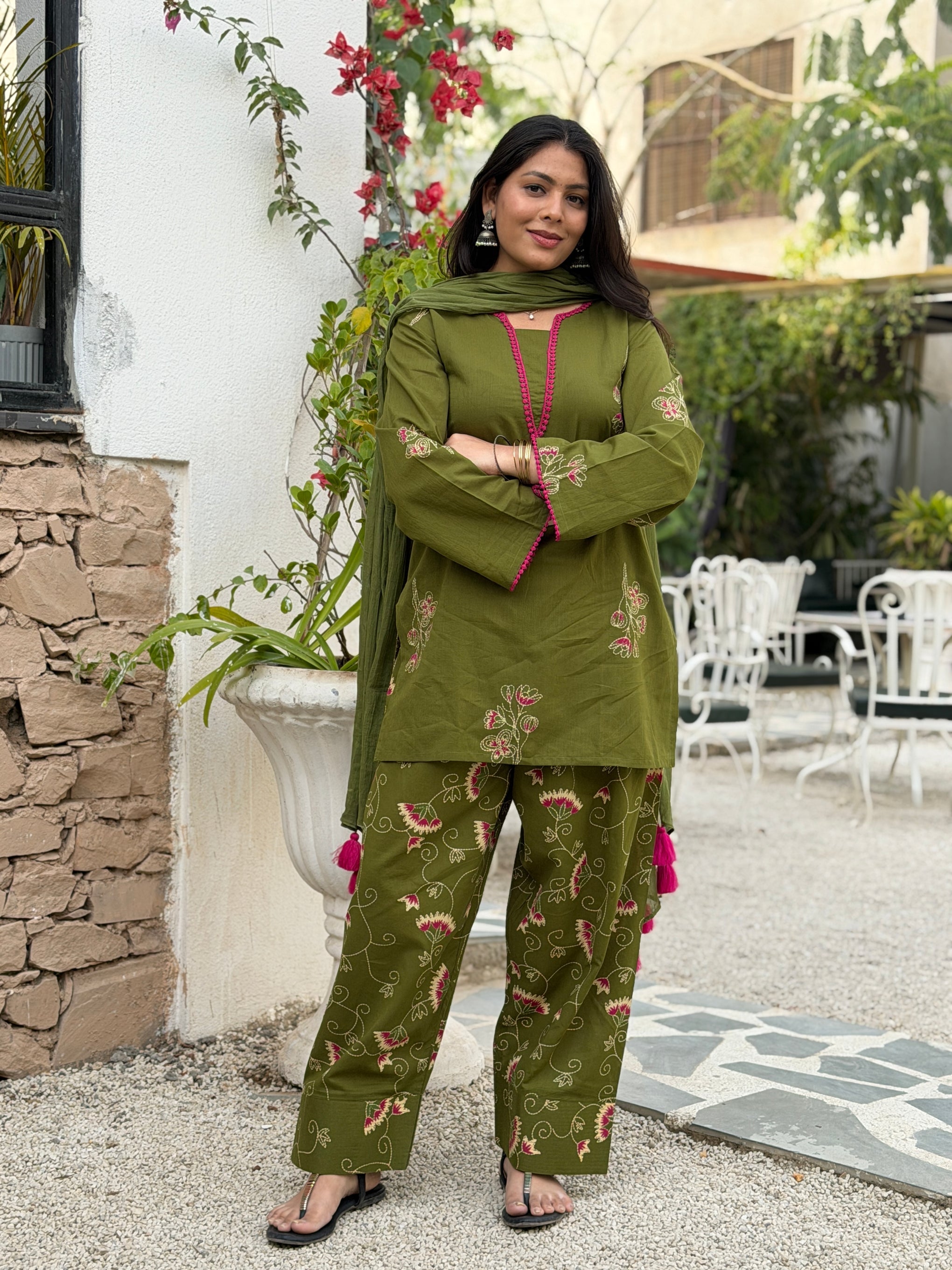 Emrald Green Pink Farshi Salwar set