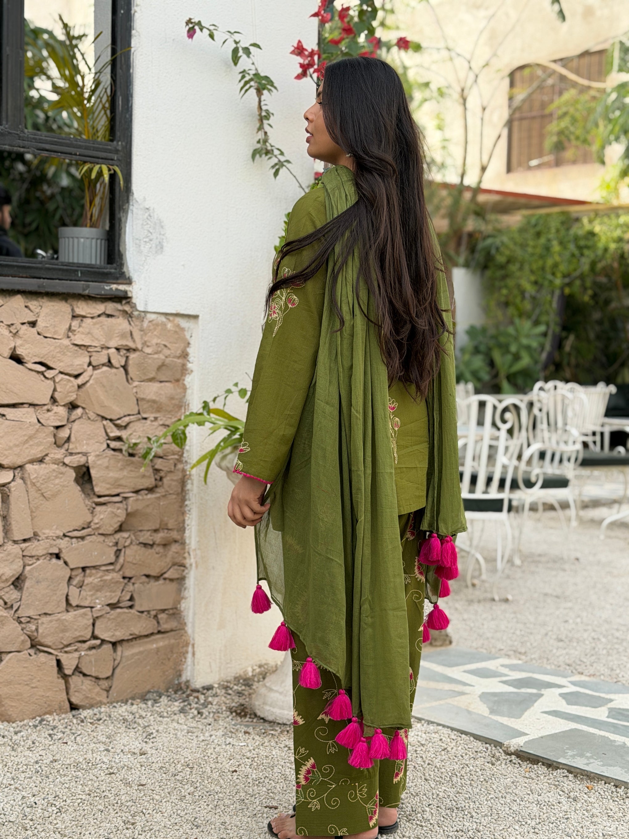 Emrald Green Pink Farshi Salwar set