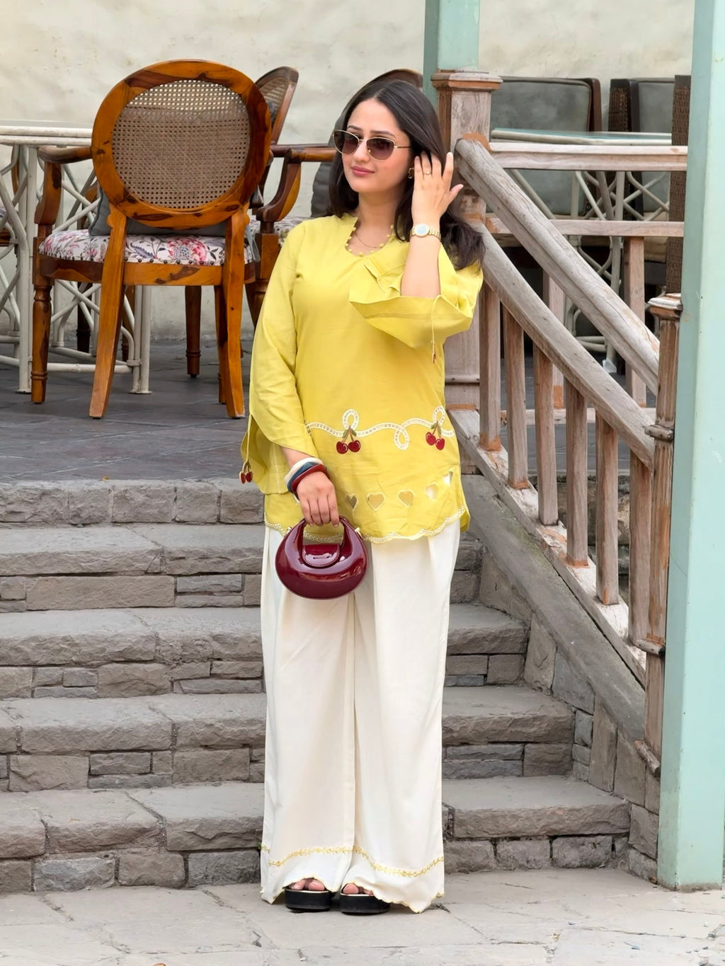 Cherry & Heart Farsi Salwar Set With Pockets