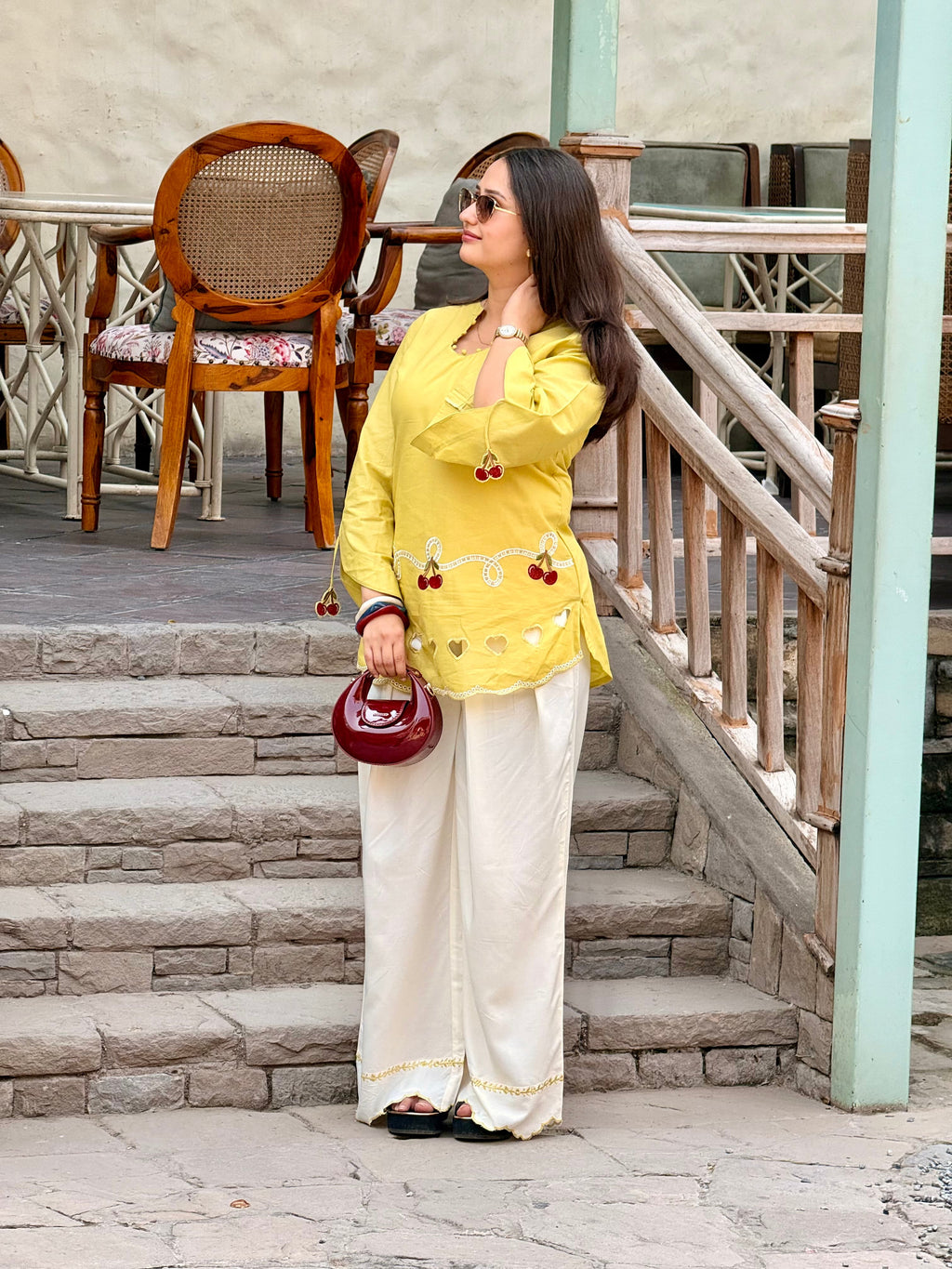 Cherry & Heart Farsi Salwar Set With Pockets