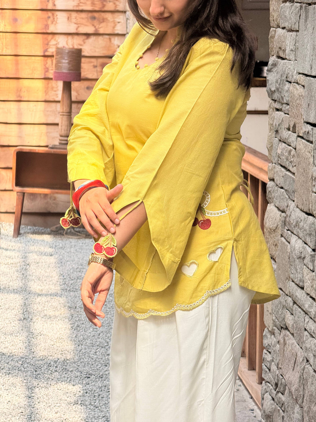 Cherry & Heart Farsi Salwar Set With Pockets