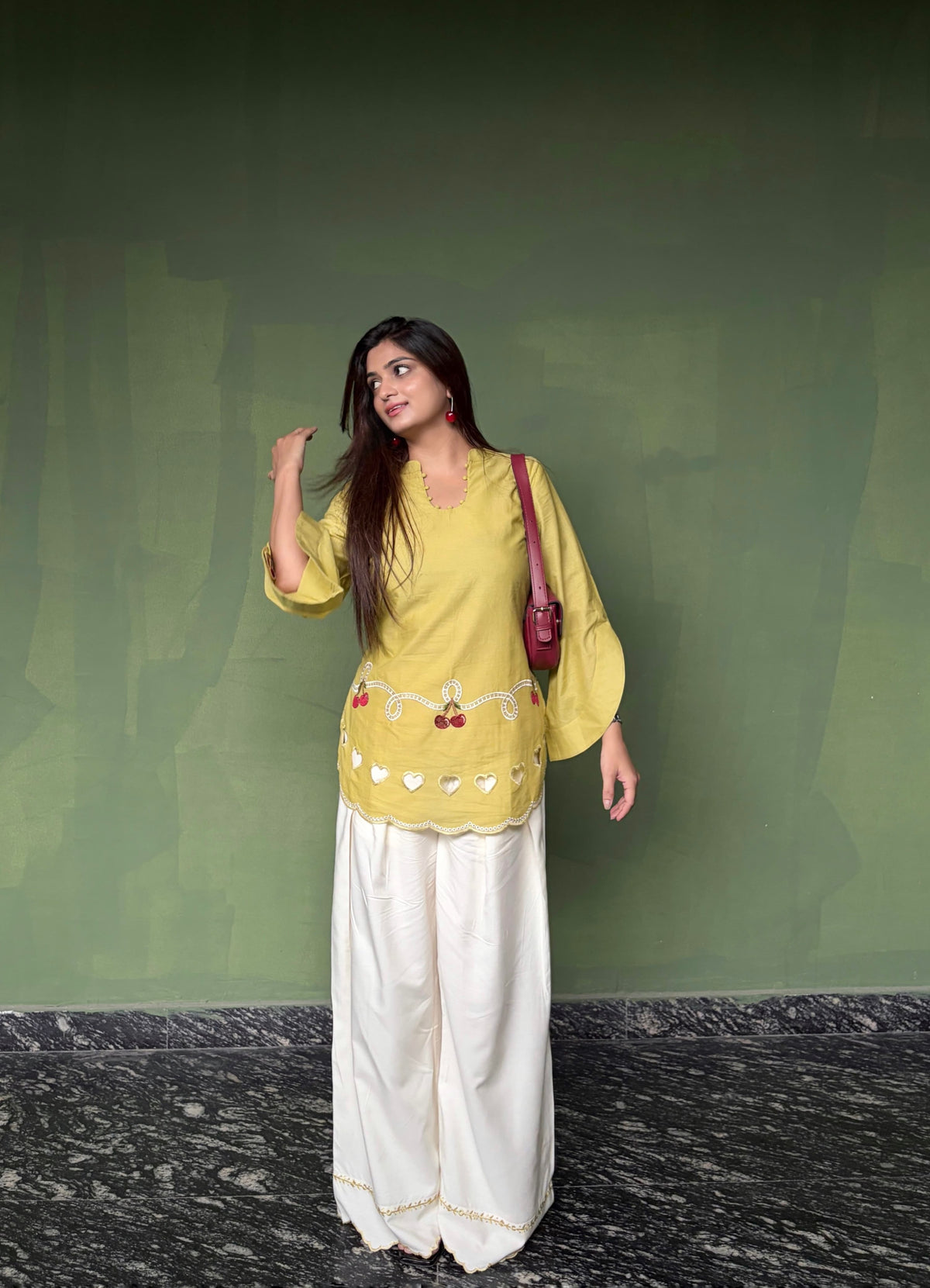 Cherry & Heart Farsi Salwar Set With Pockets