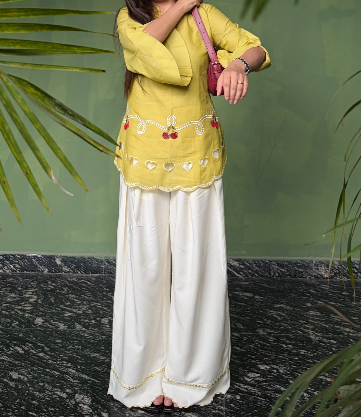 Cherry & Heart Farsi Salwar Set With Pockets