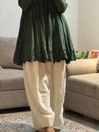Olive green stylish Anarkali with Farshi Salwar