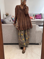 Brown Anarkali with Cotton Farshi Salwar