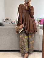 Brown Anarkali with Cotton Farshi Salwar