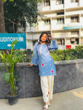 Aadhya Sky Bloom Embroidered Cotton Co-Ord Set