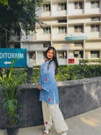 Aadhya Sky Bloom Embroidered Cotton Co-Ord Set