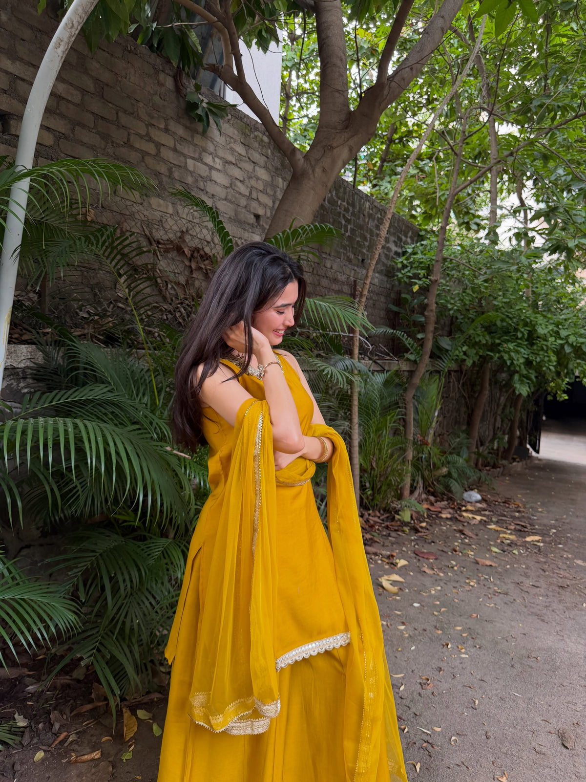 Janasya Women's Yellow Chanderi Silk Embellished Straight Kurta Set