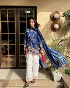 Zehara Indigo Bloom Kurta Set