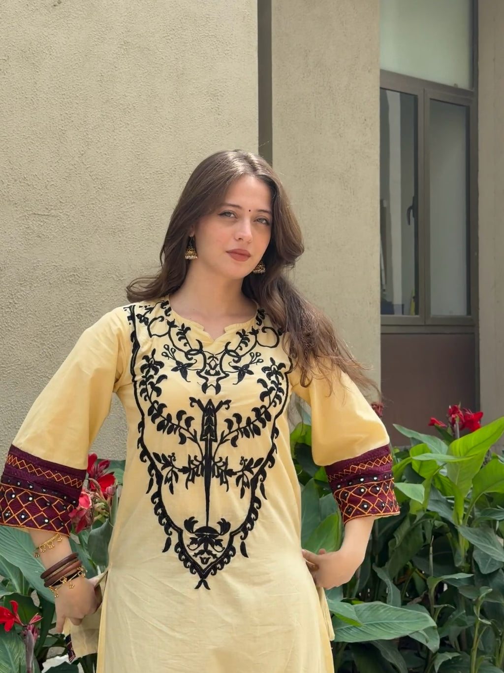 Inaya Heritage Embroidered Kurta Palazzo Set