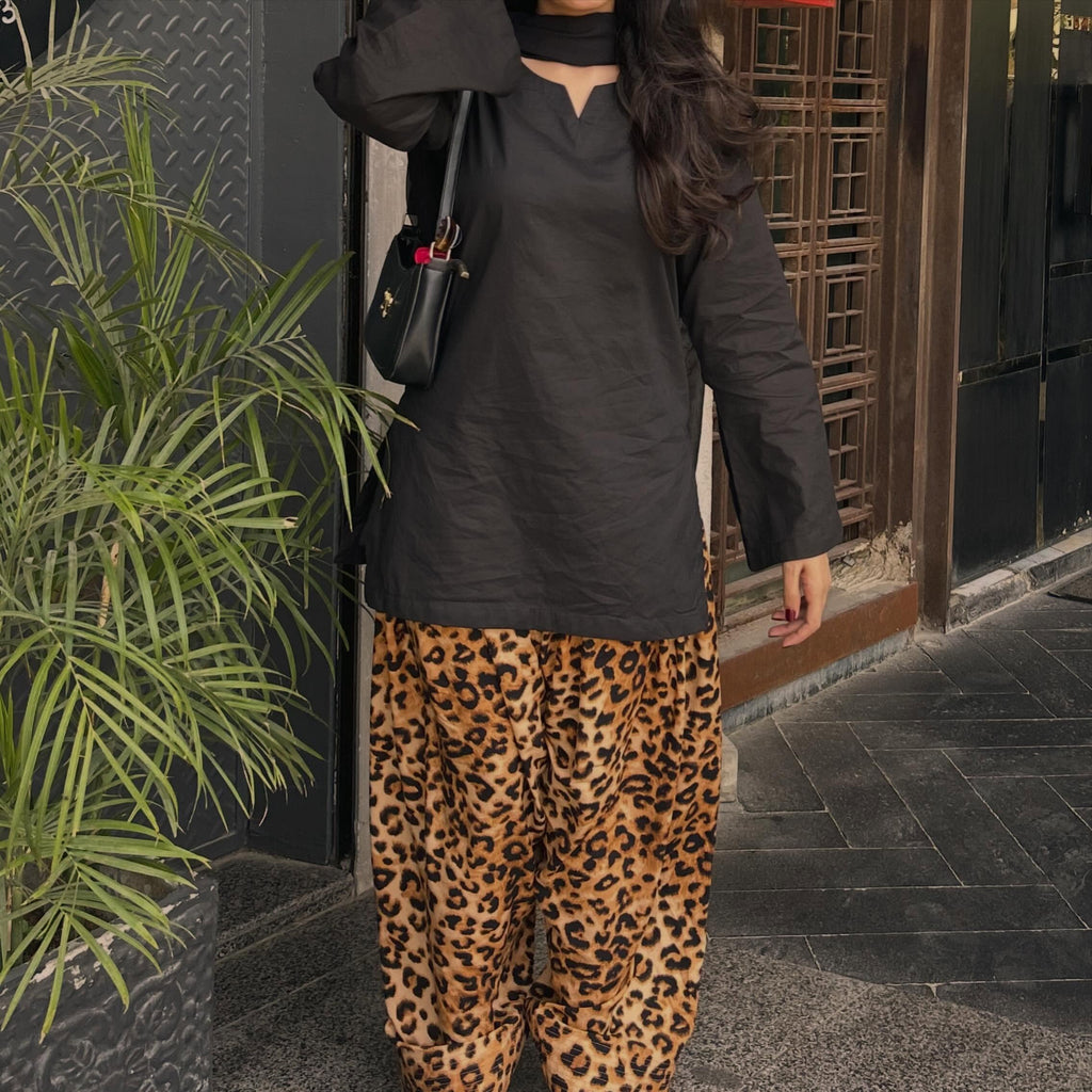 Mehrunnisa Leopard Farshi Co-Ord Set