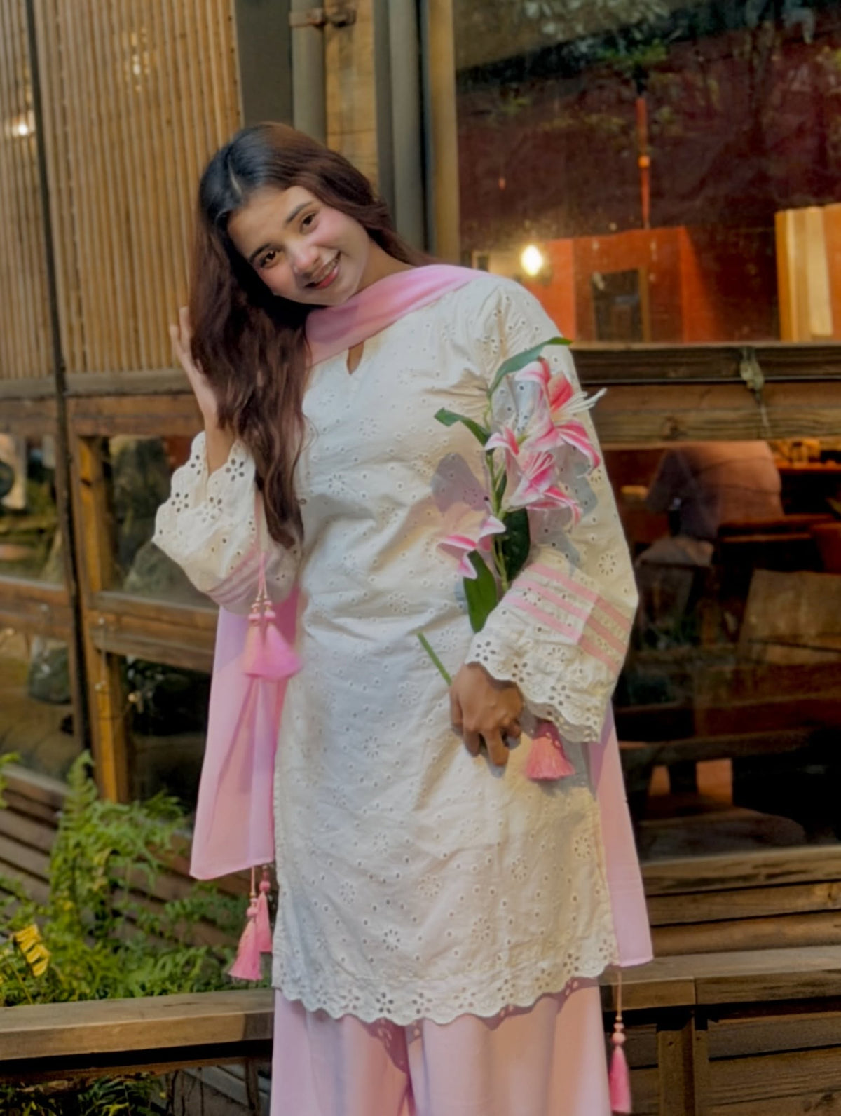 Evara Pastel Pink Embroidered Suit Set