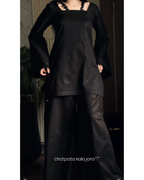 Zoya Noir Satin Embroidered Kurta Palazzo Set