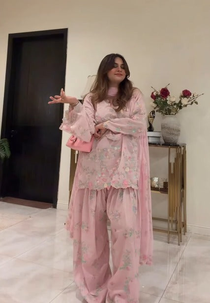 Vamika Pink Floral Kurta Palazzo Set