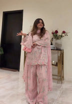 Vamika Pink Floral Kurta Palazzo Set