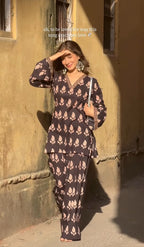 Mahira Black Floral Printed Suit Set