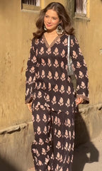Mahira Black Floral Printed Suit Set